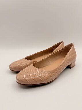 Easy Spirit Croc Embossed Ballet Flats Women’s Size 7.5 Tan Low Heel